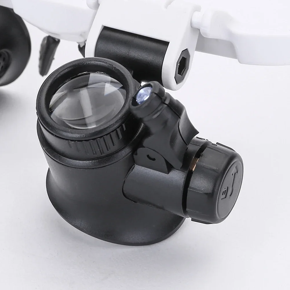 2xLED 8X 15X 23X Watch Jeweler Repair Magnifier Telescopic Magnifier Glasses with 2 LED Light for Reading Wearing