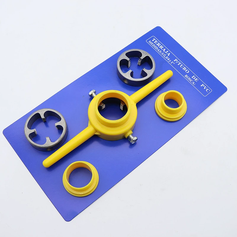6PCS Plastic Pipe Thread Die Kit, Plumbing Thread Manual Tools Water Pipe Die Tap Wrench Die Set Power Tools Accessories 