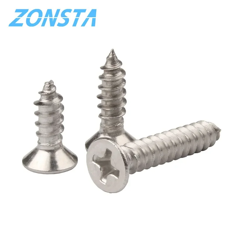 Tornillo de cabeza avellanada M1.2, M1.4, M1.7, M2, M2.5, M3, M3.5, M4, M5, M6 de acero inoxidable 304, tornillo de madera en cruz