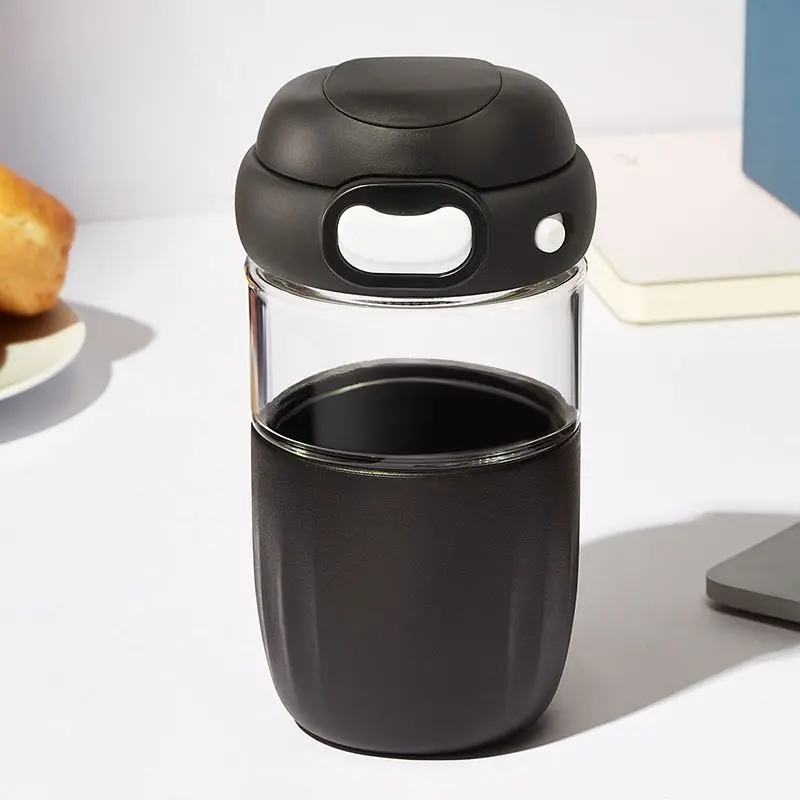 زجاجة مياه زجاجية للتخييم في الهواء الطلق سعة 450 مل من السيليكون الزجاجي الخالي من مادة BPA