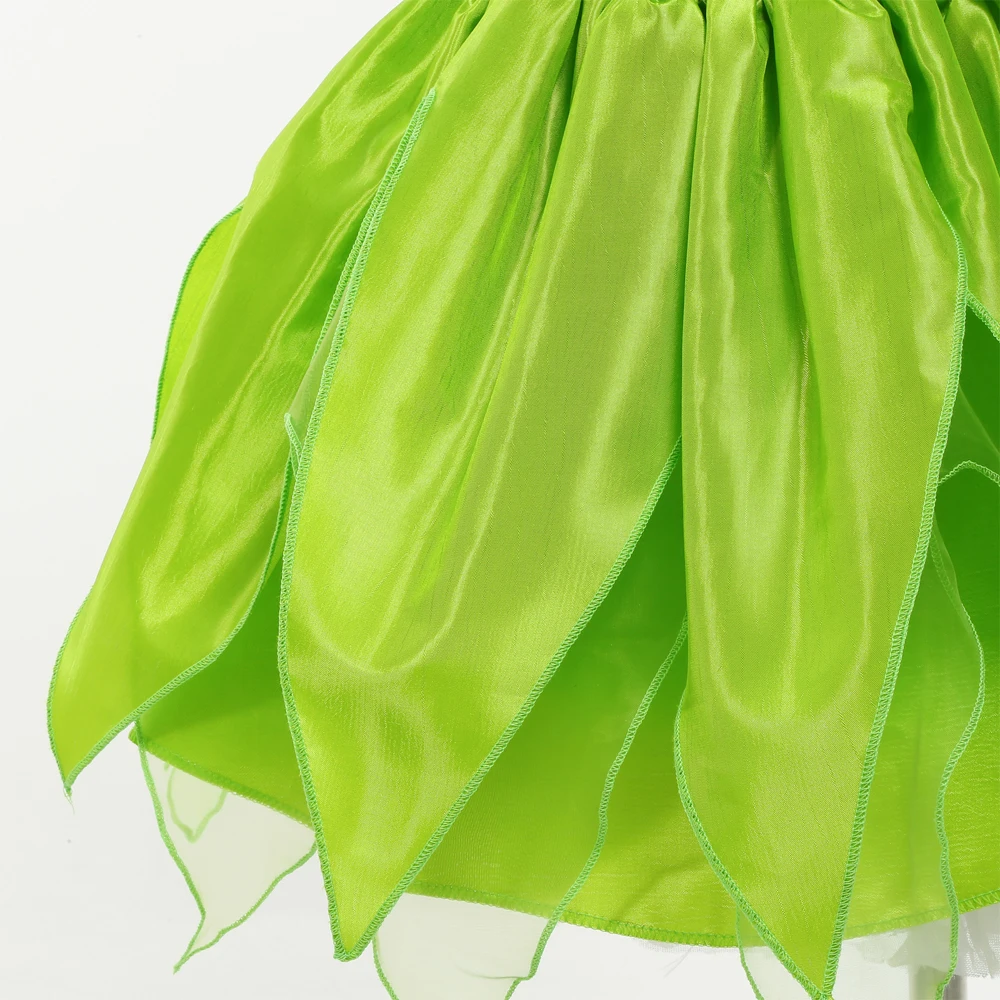 Fee Tinker Bell Jurk Voor Meisjes Prinses Kostuum Kinderen Cosplay Groene Bloem Fee Elf Wings Tinkerbell Carnaval Feest Kleding