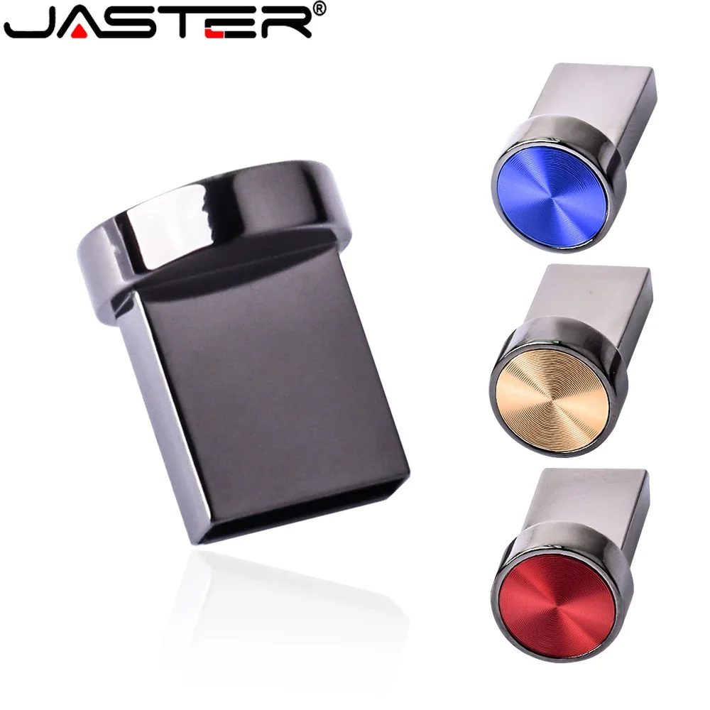 JASTER Mini Metal Button USB Flash Drives 64GB Fashion Memory Stick 32GB Black External Storage 16GB Silver Red Pen Drive 8GB