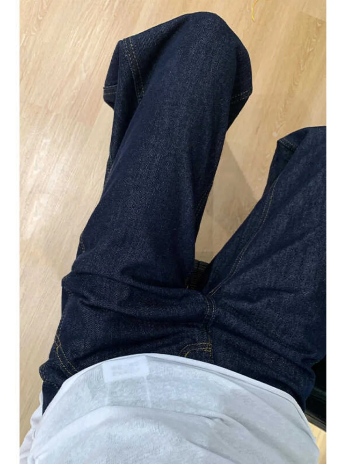 بالإضافة إلى حجم الجينز الأزرق العميق واسعة الساق المرأة عالية الخصر مستقيم فضفاض المناسب الكمثرى القرد الجسم التخسيس بنطلون الخريف جديد Arr... #3