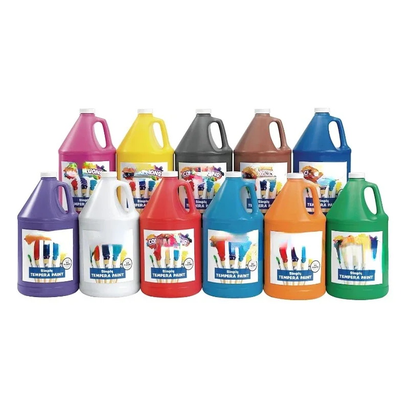 NEW.Simply Tempera Paint, 11 Gallon Set In Vibrant Colors, Matte Finish, Classroom Supplies, Non Toxic, School, Craft, Art Suppl