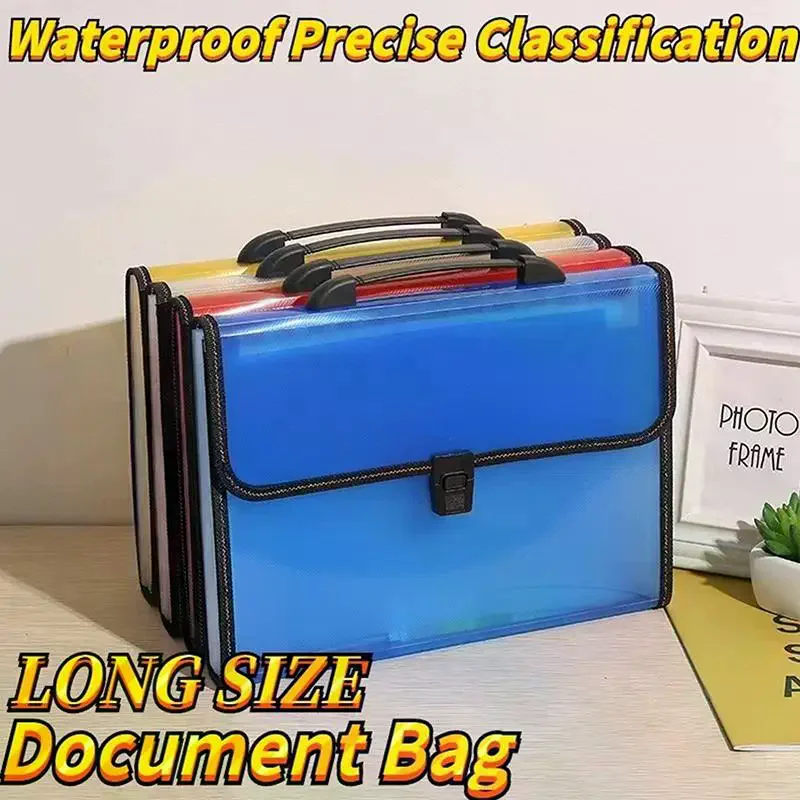 Long Bond Paper File Organizer Document Organizer Folder Long Size With Handle Large Capacity Multi-layer Portable