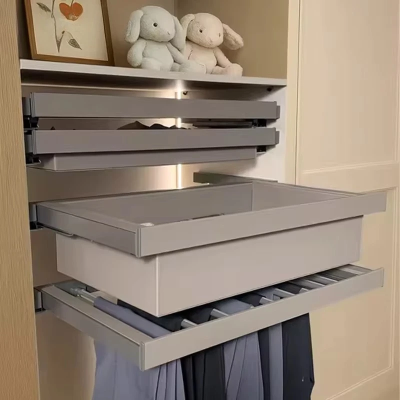 Storage 4-piece set, jewelry box, multi-functional pants rack, pull-out coat rack, pull-out storage basket, drawer type