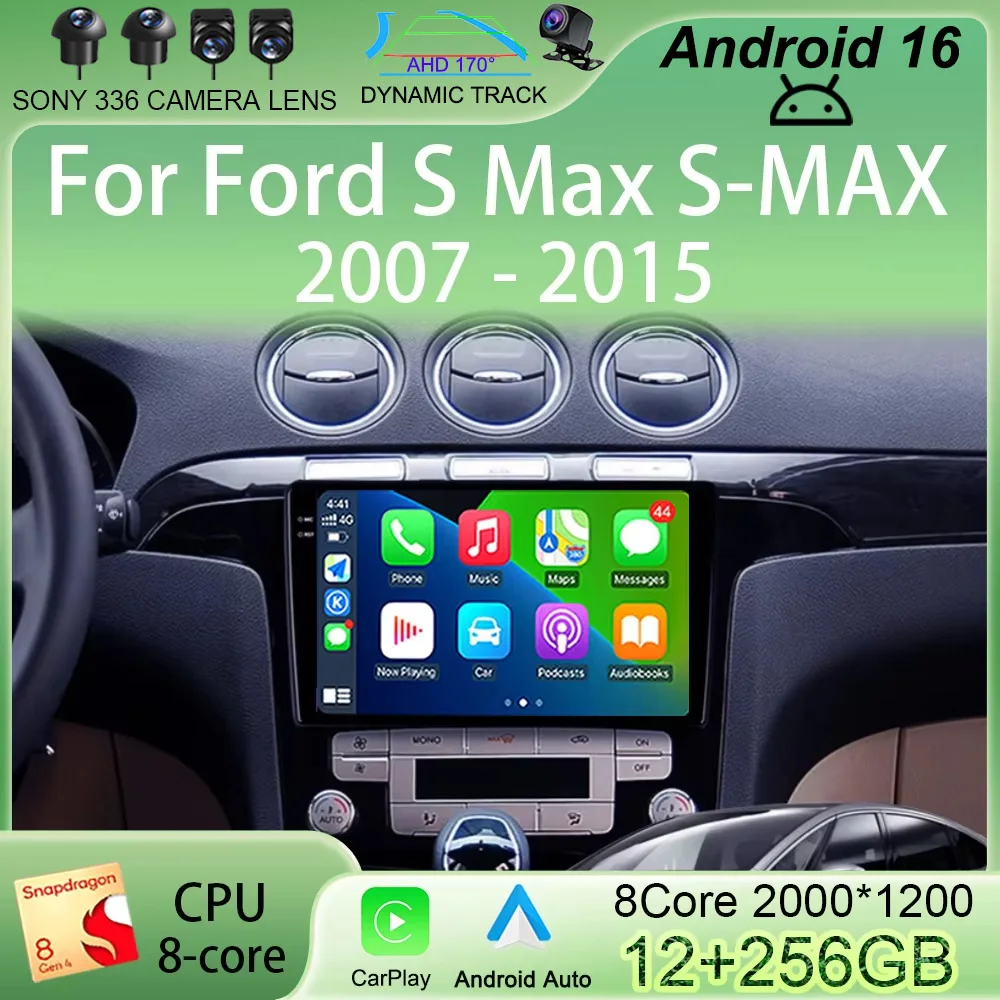 

9-дюймовый Android 16 для Ford S-Max 2006-2015: автомобильная мультимедийная система, видеоплеер, навигация GPS, стерео, автомагнитола (без DVD, 2 DIN)