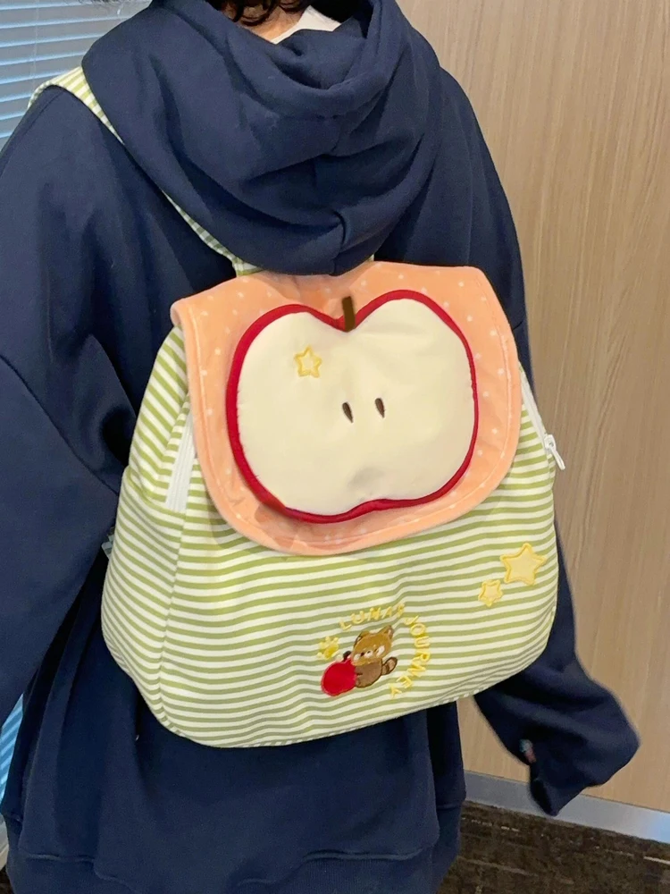 Menta een Borsa da studente dolce a righe grande Capaci Bapa Fre Sle Borsa a doppia spalla per borsa da scuola da donna