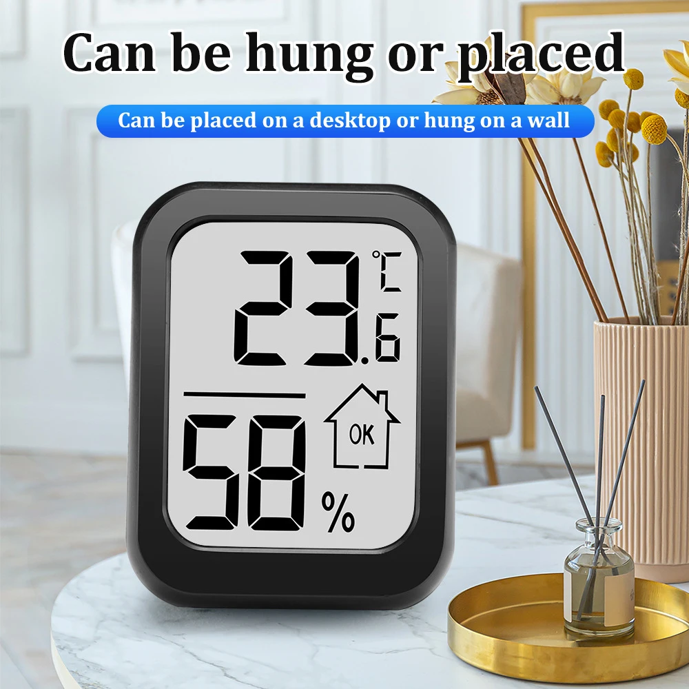 Household Classic Black Thermometer Hygrometer With Button Battery -20~60℃ 10~99%rh High Sensitivity High Sensitivity