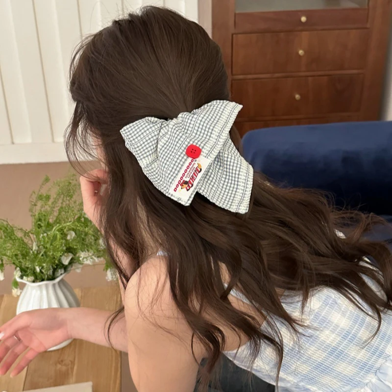 

1 Pcs Women's Hair Scrunchies Retro Plaid Buttons Korean Fashion Simple Versatile Headbands Sweet Cute Kawaii Hair Accessories