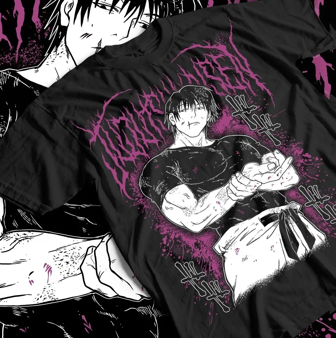 2026 Sommer Jujutsu Kaisen Anime Toji Fushiguro Bedrucktes Lockeres Kurzarm-T-Shirt aus Reiner Baumwolle für Kinder Unisex Lässig Oversize