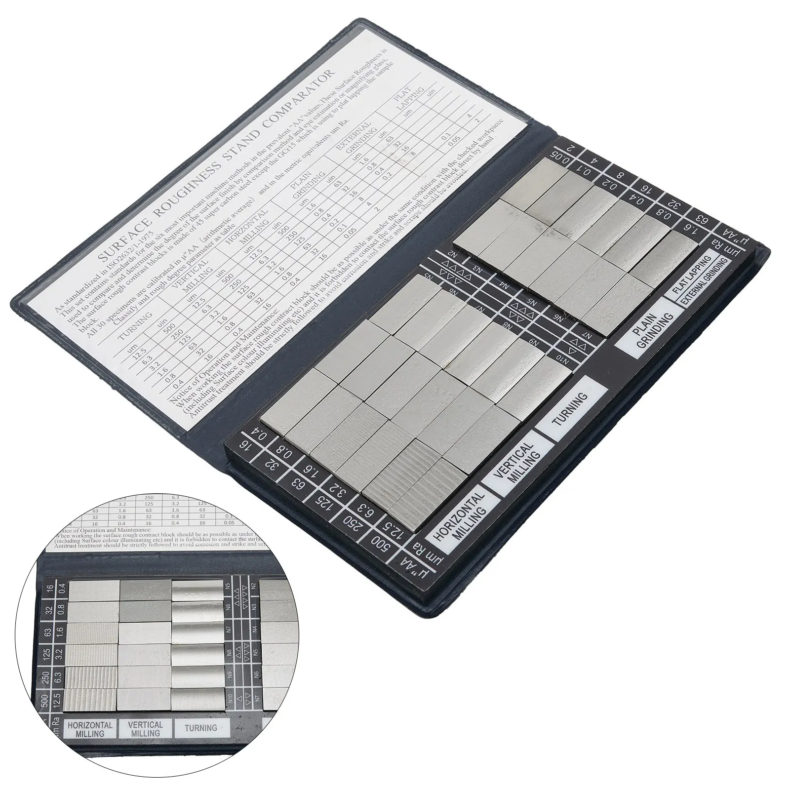 Exterior Roughness Sample Block Ra0 05 with 30 Calibration Pieces for Inspection of Finish on Machined Workpieces
