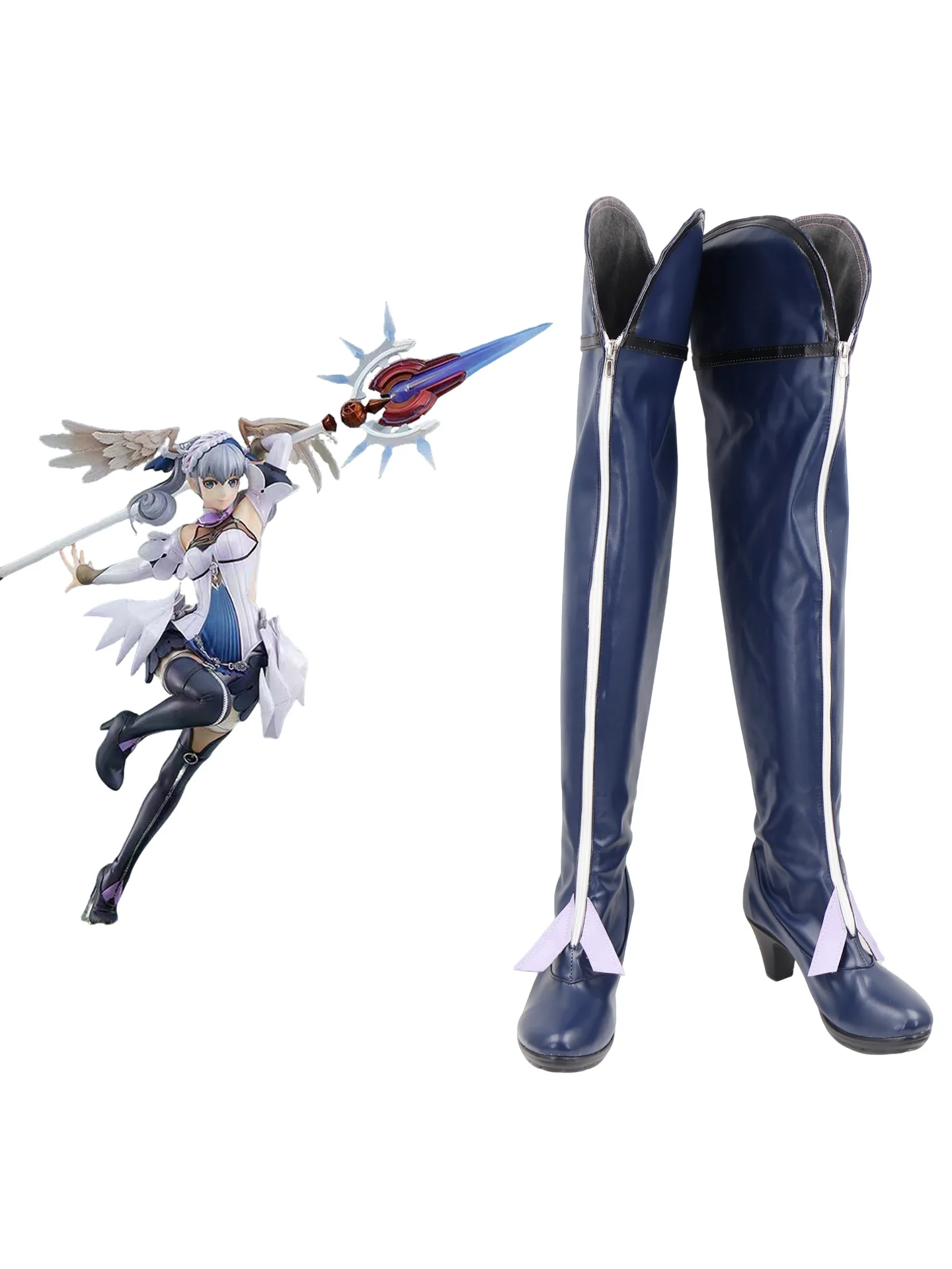 

Обувь для косплея Melia, Хэллоуин, карнавал, Хроники Xenoblade, реквизит на заказ, синие сапоги Melia