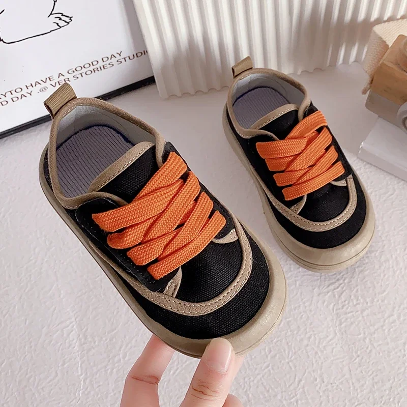 Children Fashion Versatile Soft Canvas Shoes Floral Print Casual Kids Shoes Drop Shipping Lace-up 2024 Spring New for Boys Flats