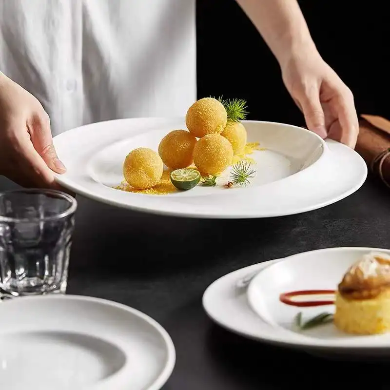 

Creative White Cerc Steak Dinner Plate Commercial Hotel Restaurant High-End Sense Dining Utensils Dert Plate Di