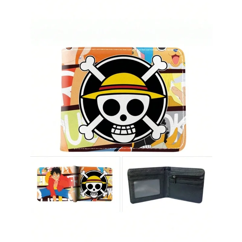 Cartera de una pieza Cartera de anime a todo color Cartera corta plegable de una pieza Luffy Monedero Tarjetero