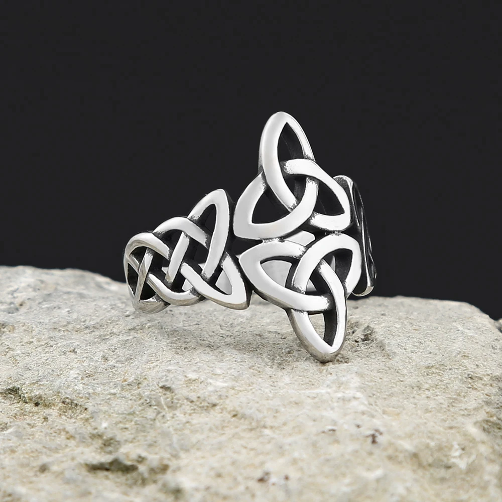 Norse Viking Triquetra Celtics Knot Silver Color Ring Men Women Stainless Steel Ring Irish Celtics Jewelry Anniversary Gift