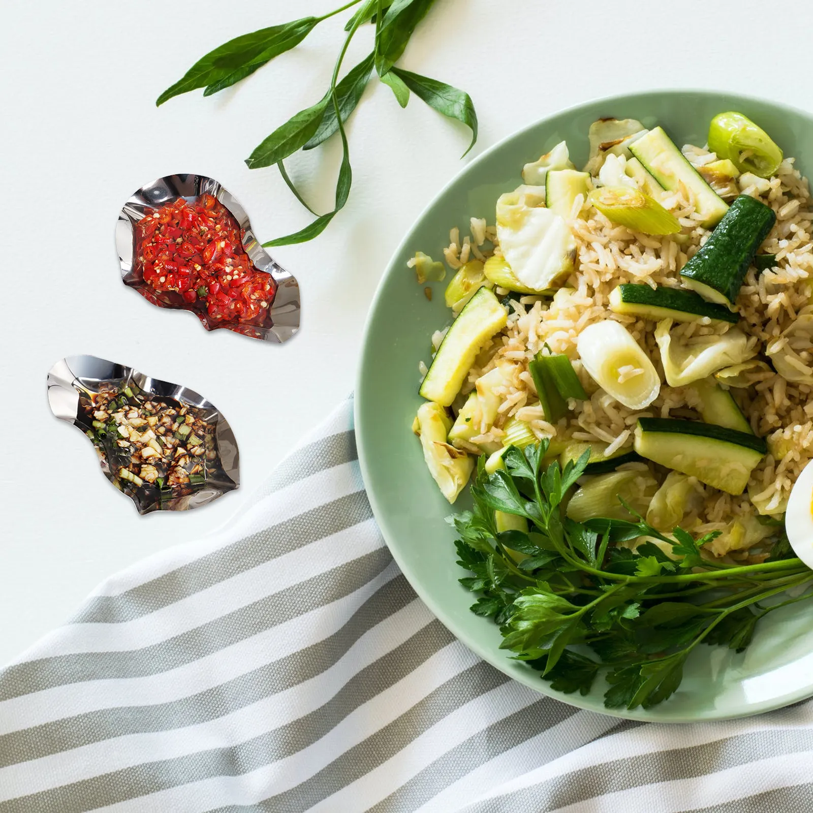 Platos con forma de concha de ostra, resistentes al óxido, resistentes al desgaste, resistentes a altas temperaturas, recipientes apilables para salsa, para cocinar al vapor en el horno, 4 Uds.