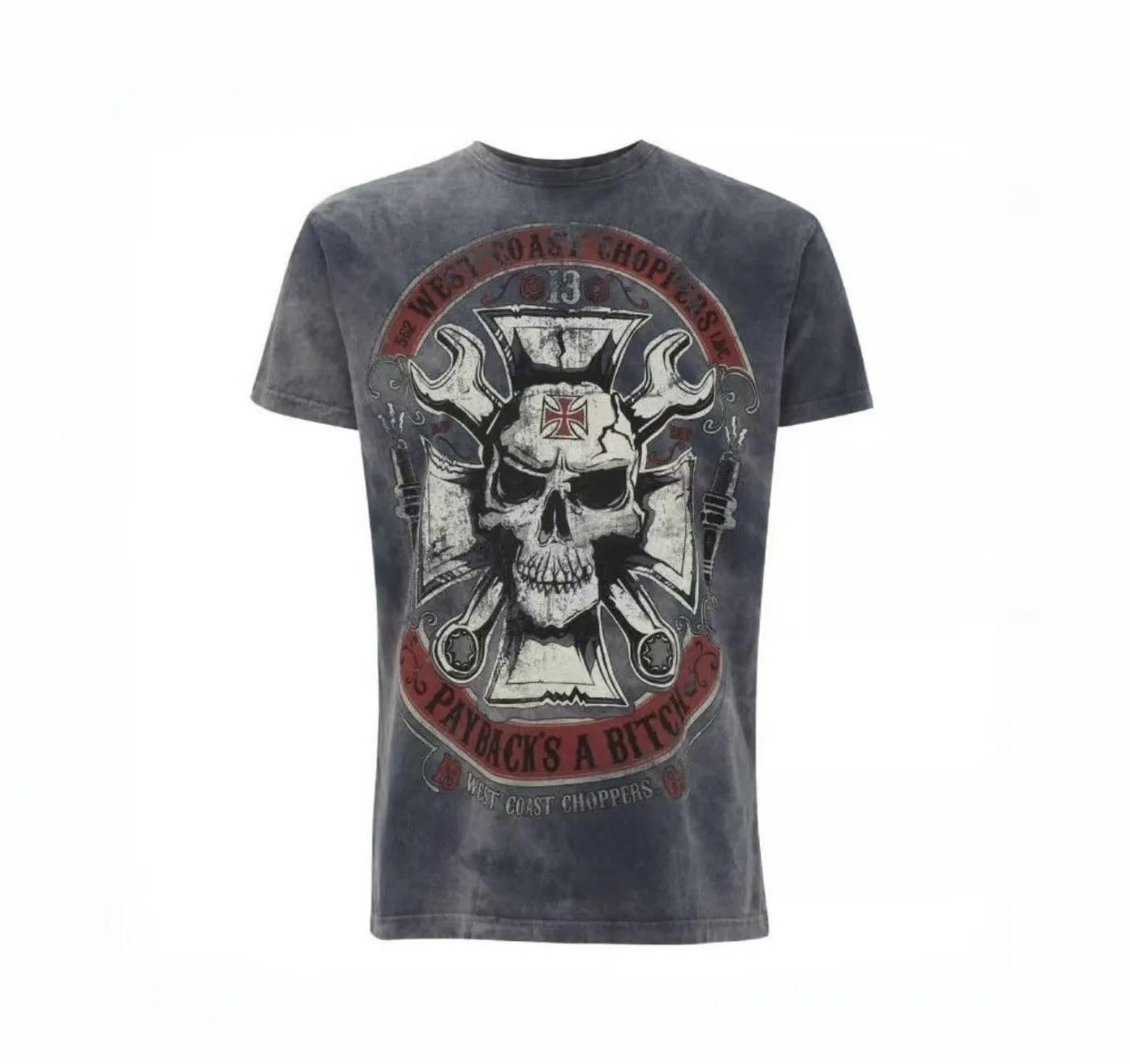 

Футболка WCC West Coast Choppers 26SS Waed Motorcycle, хлопковая, стандартного кроя, с коротким рукавом, круглым вырезом, модная, с принтом черепа.