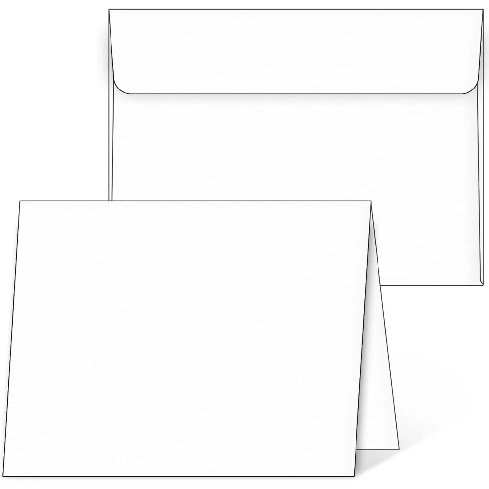 

Blank Cards and Envelopes 5x7, 25 Pack White Invitation Cardstock with Self-Seal Thank You Greeting Cards, Print Custom for All