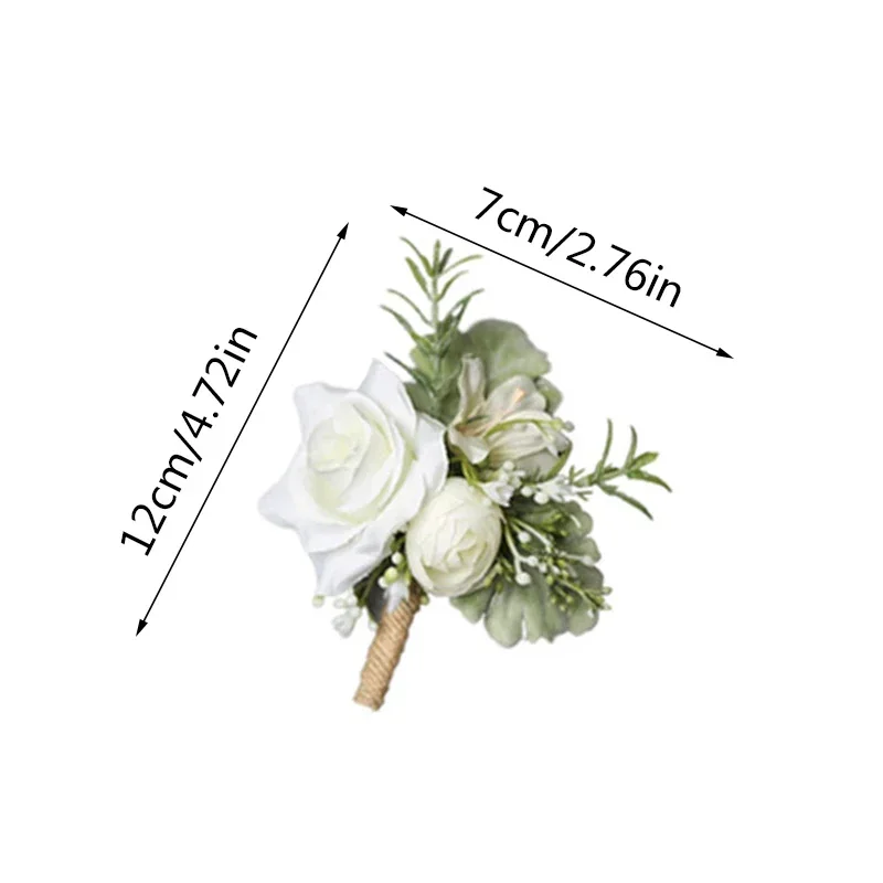 Boutonniere ดอกไม้ TULIP Corsage ผู้ชายงานแต่งงานเข็มกลัดเจ้าบ่าวสีขาวประดิษฐ์ดอกไม้ผ้าไหม Corsage อุปกรณ์จัดงานแต่งงาน