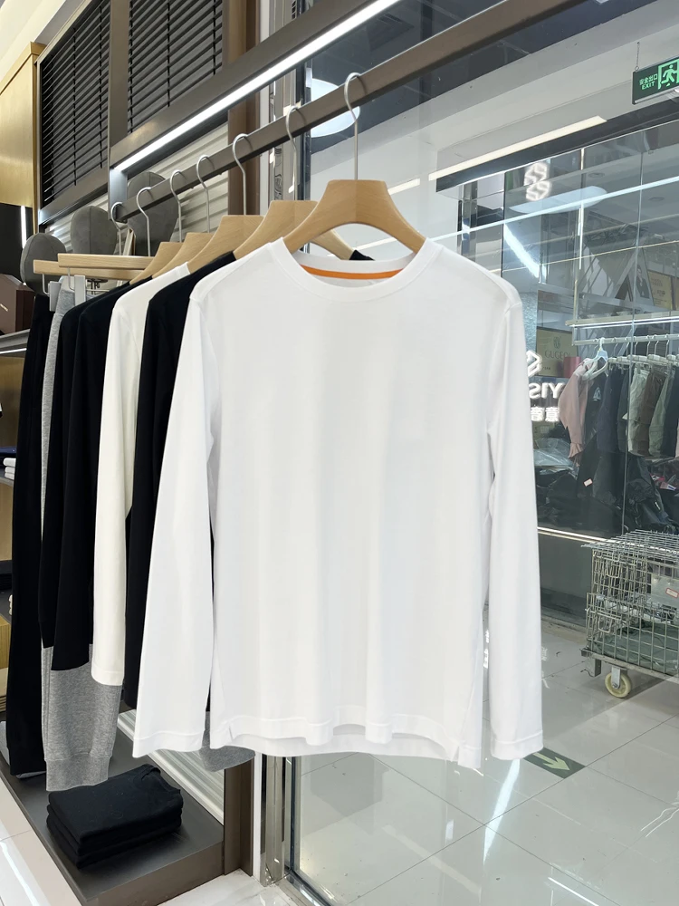 

Silk Modal Long Sve round Ne T-irt Men's Base Layer irt Faion Urban Sle Cool Sensation Spring Summer Casual Wear
