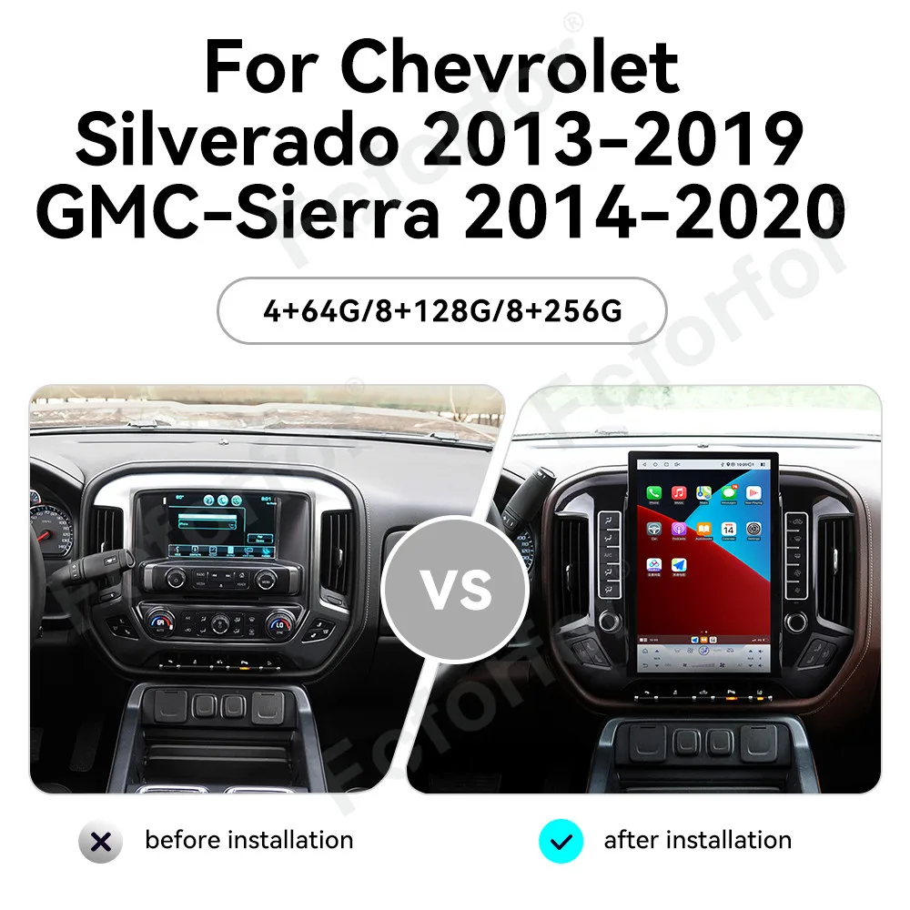 

14.5" Android 15 For Chevrolet Silverado 2013-2019/GMC-Sierra 2014-2020 CarPlay Car Radio HD IPS Display GPS Multimedia Stereo
