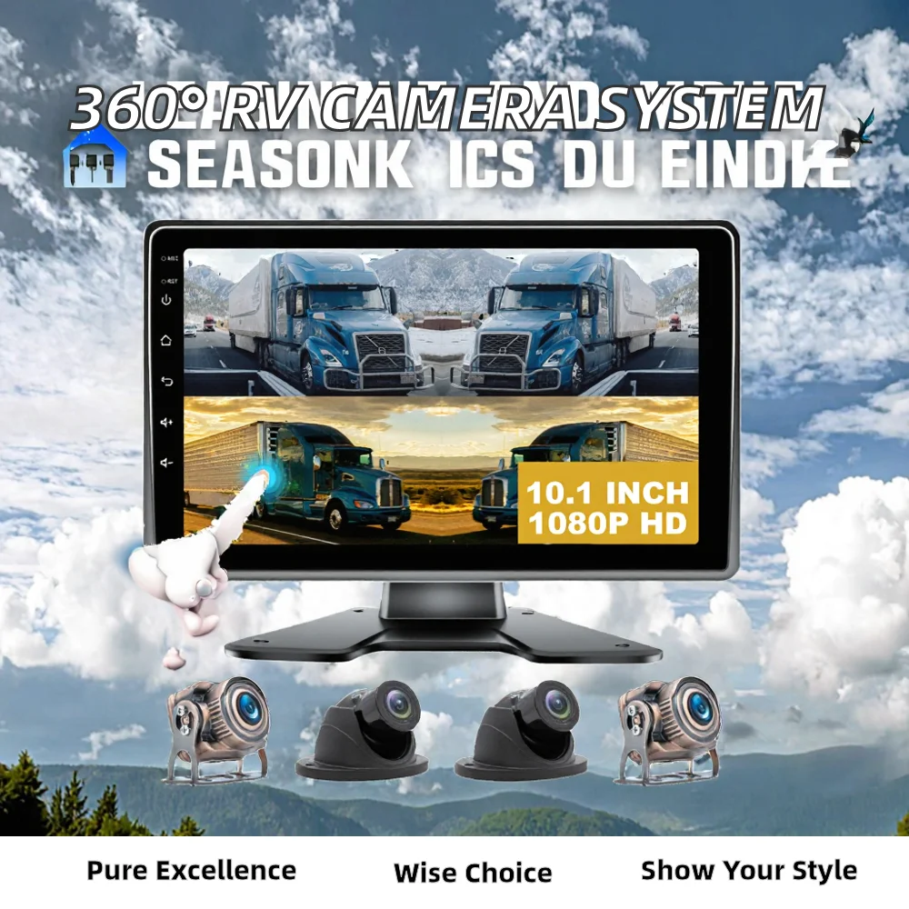 Airow auto Newest Factory Supply 4G WIFI GPS BD Navigation Degree Full View Android RV Rear View Camera System Video Recorder 4K
