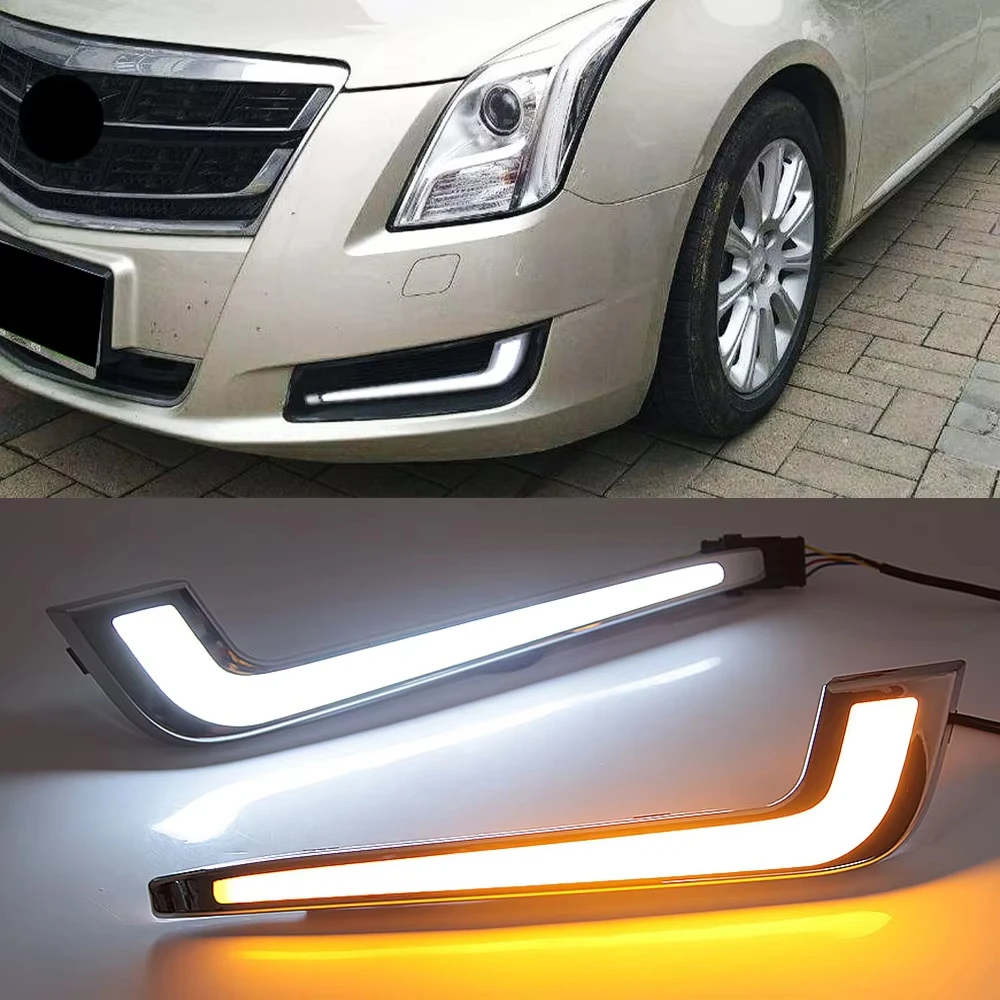

TOYO LED Daytime Running Lights For Cadillac XTS 2013 2014 2015 2016 2017 DRL fog lamp cover driving lights turn signal