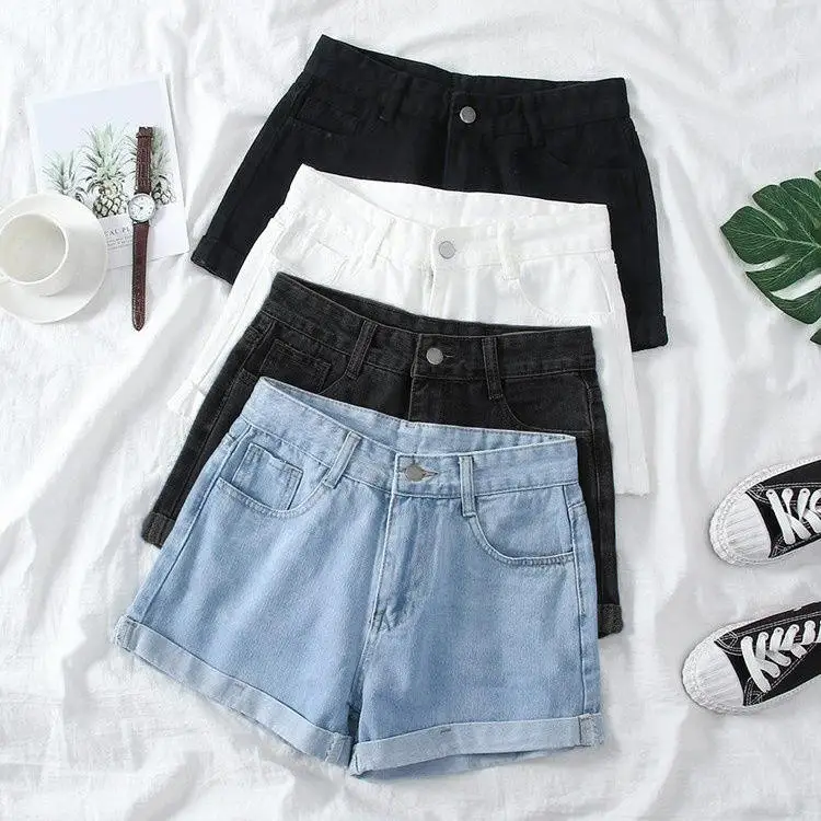 High Waist A-Line Wide Leg Jeans Shorts Women's Loose Summer  New Style Slimming Versatile Student Fashion
