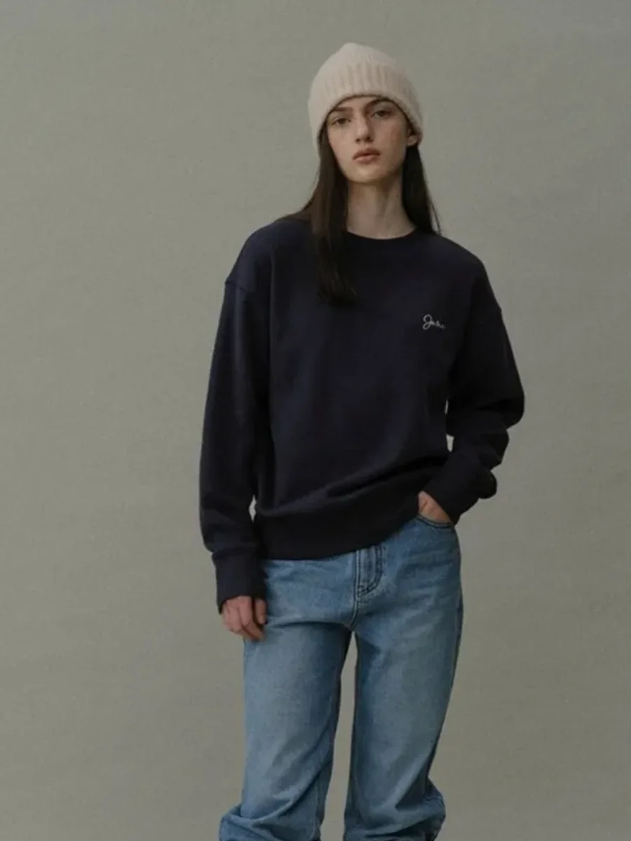 Sweat-shirt à manches longues pour femmes, style Preppy, ours mignon, Design de mode russe, pull ample surdimensionné, chemises marine, automne