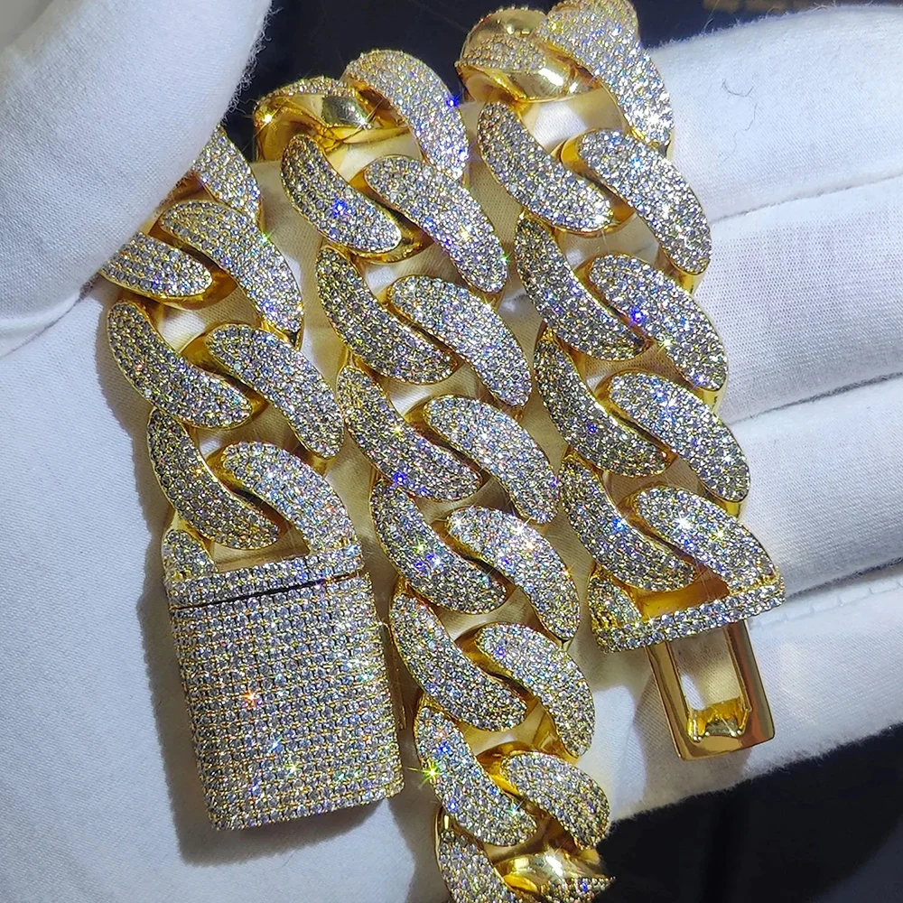 20MM 4 Rows New Style CZ Cuban Chain Bracelet Hip Hop Mens Jewelry 18k Gold Plated Iced Out Cuban Link Chain Men Bracelet