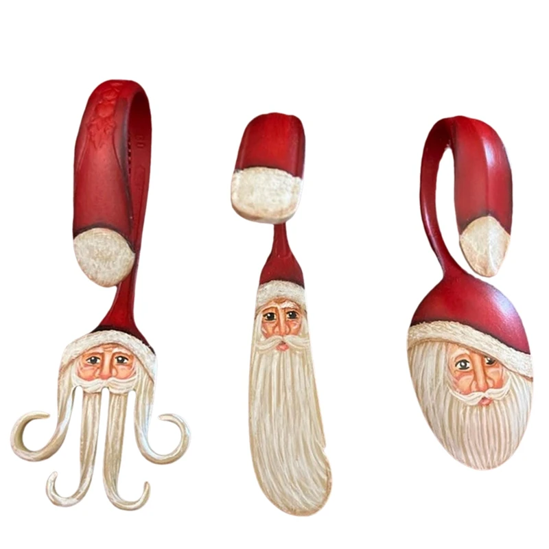 Curly Santa Spoon Painted Christmas Ornaments, Funny Christmas Ornaments, Christmas Tree Ornaments