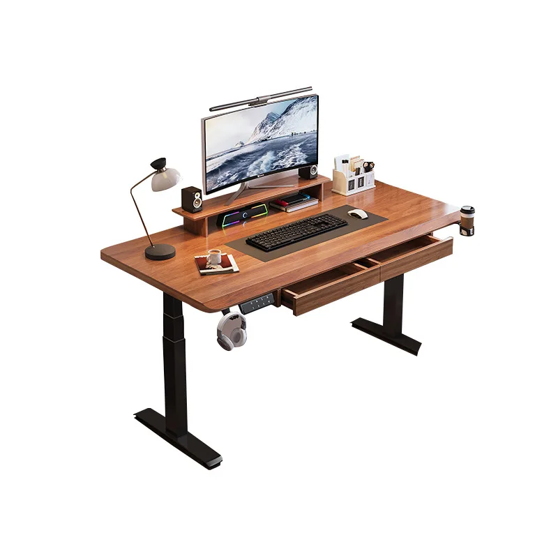 

Электрический подъемный стол из массива дерева, стол с двумя ящиками, домашний стол для киберспорта, подъемный стол для учебы, регулируемый по высоте.