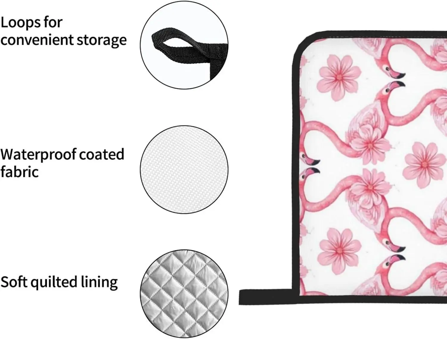 4 قطع من قفازات فرن طيور النحام الاستوائية والحاملي، قفاز فرن المطبخ مع حاملات الأواني، قفازات غير قابلة للانزلاق حرارة عالية #6