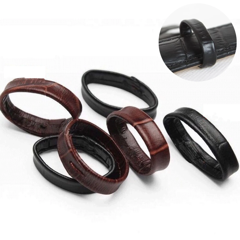 2pcs Leather Watchband Keeper Loop Black Brown Bracelet Locker Ring 20mm 22mm 24mm 14mm 16mm 18mm 19mm 21mm 26mm Holder Retainer