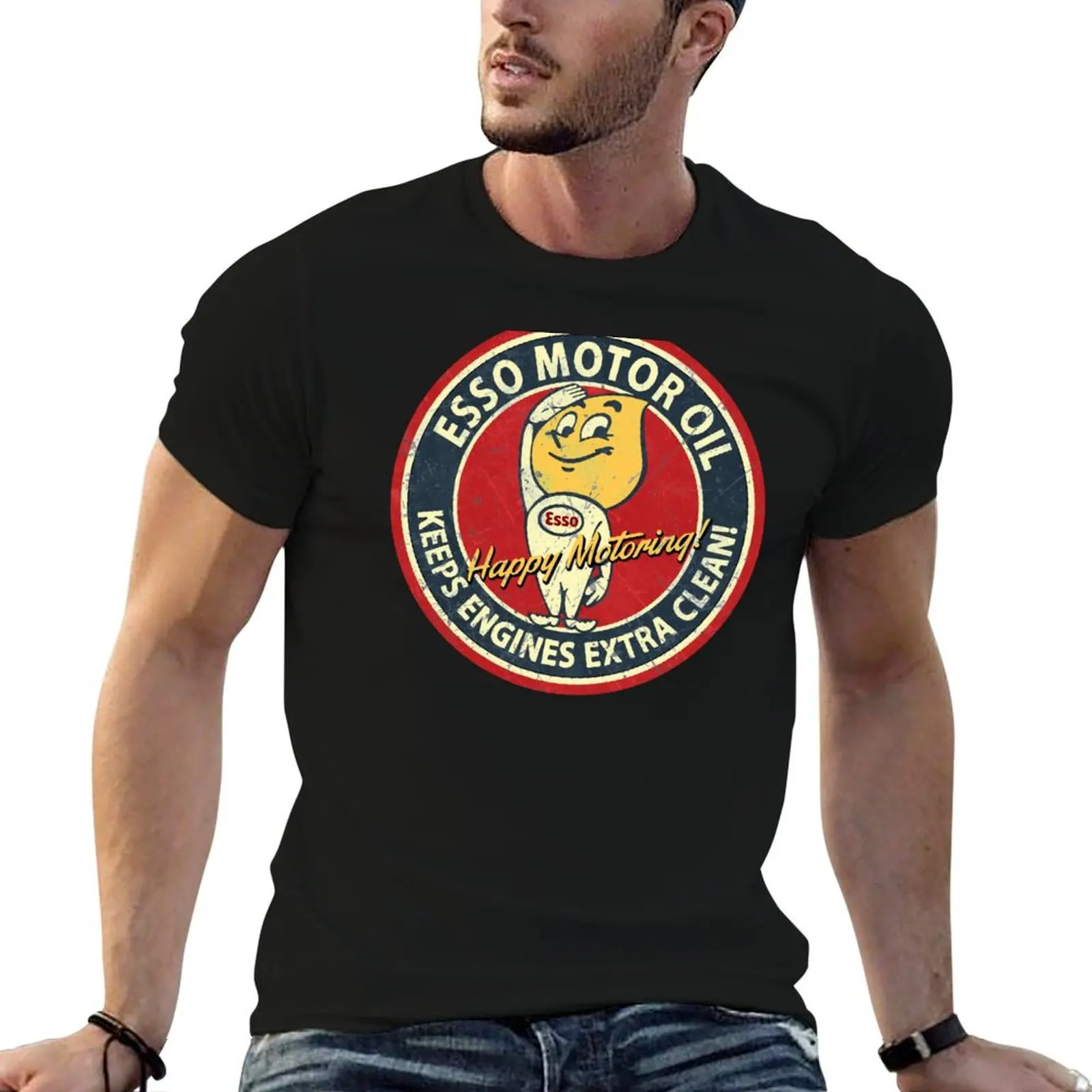 

Motor Oil Esso Vintage Hapy Motoring T-Shirt funny t shirts man funny t shirts cotton T-Shirt