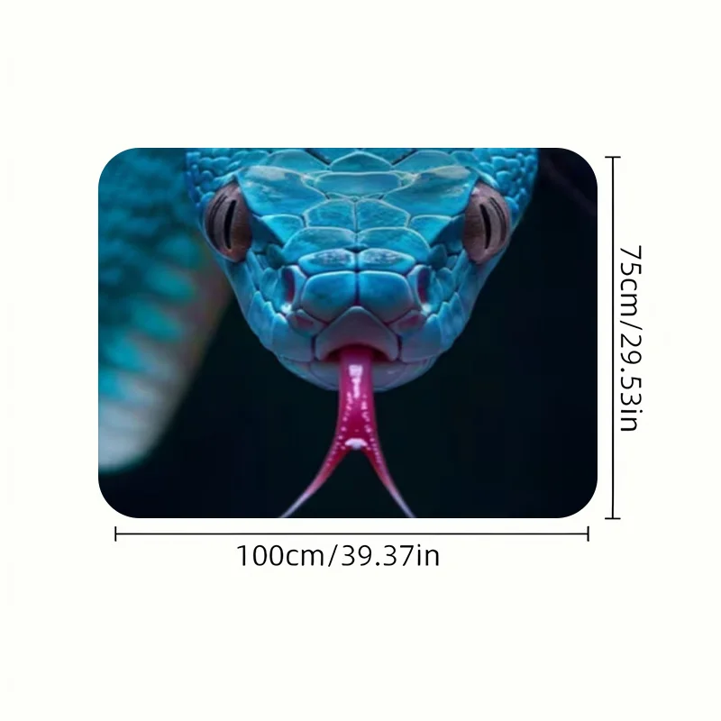 1pc Stylish Car Trunk Mat WithExotic Blue - Scaled Snake With Brown Eyes And Pink Forked Tongue, Dark Background- Durable, Keeps