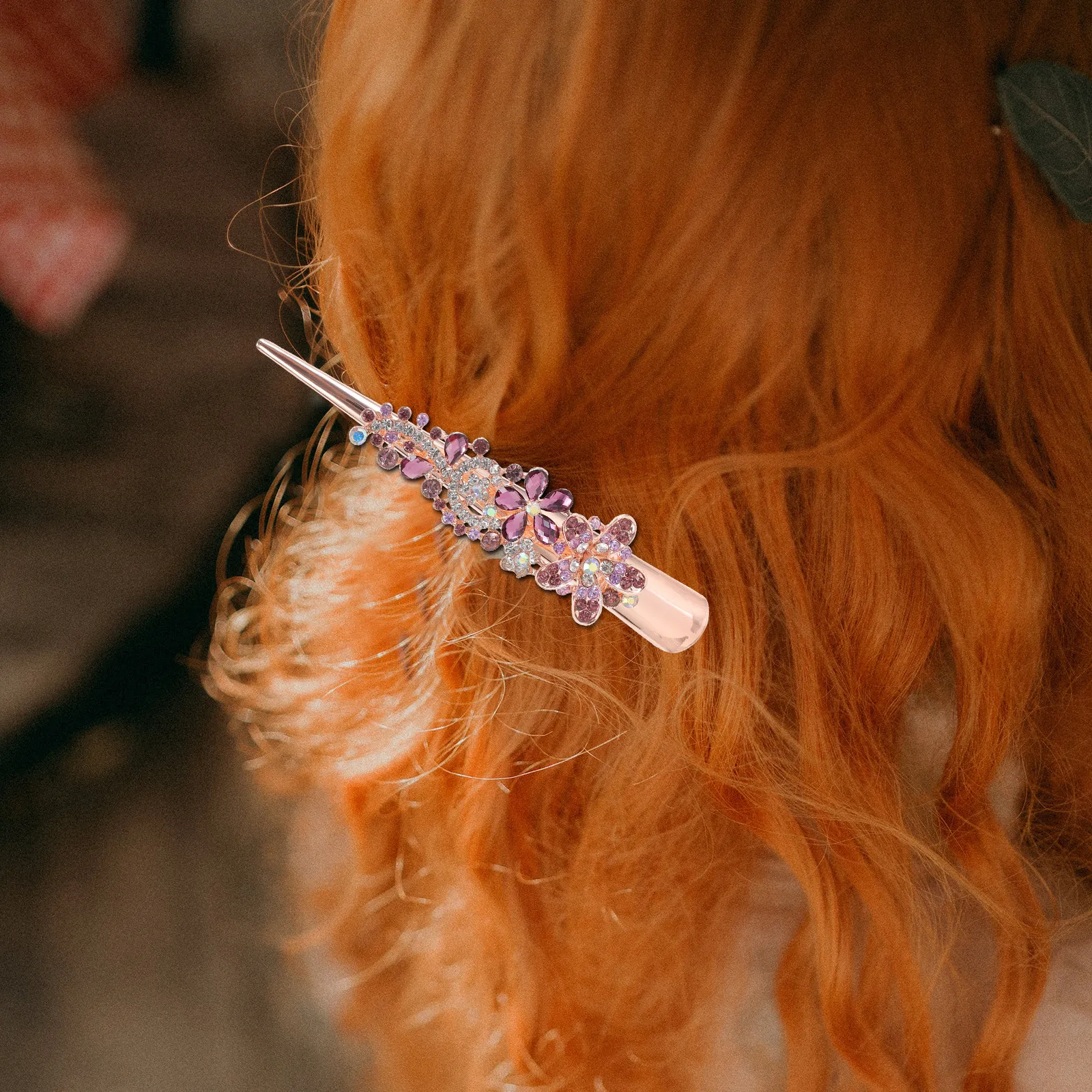 Flower Rhinestone Hair Clip Metal Hair Accessories Decorative Clip for Women Girls Charming Elegant Party Wedding Celebration