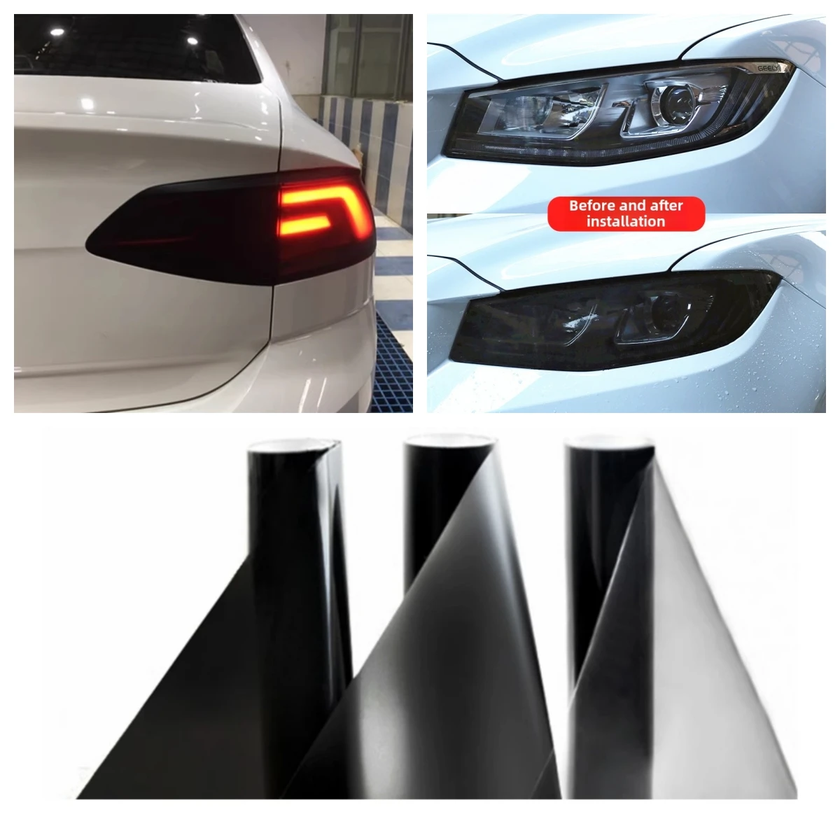 Glanz Transparent Licht Schwarz Rauch PVC Film Tönung Scheinwerfer Rücklicht Wrap Abdeckung Film Folie Aufkleber Abdeckung Auto Styling