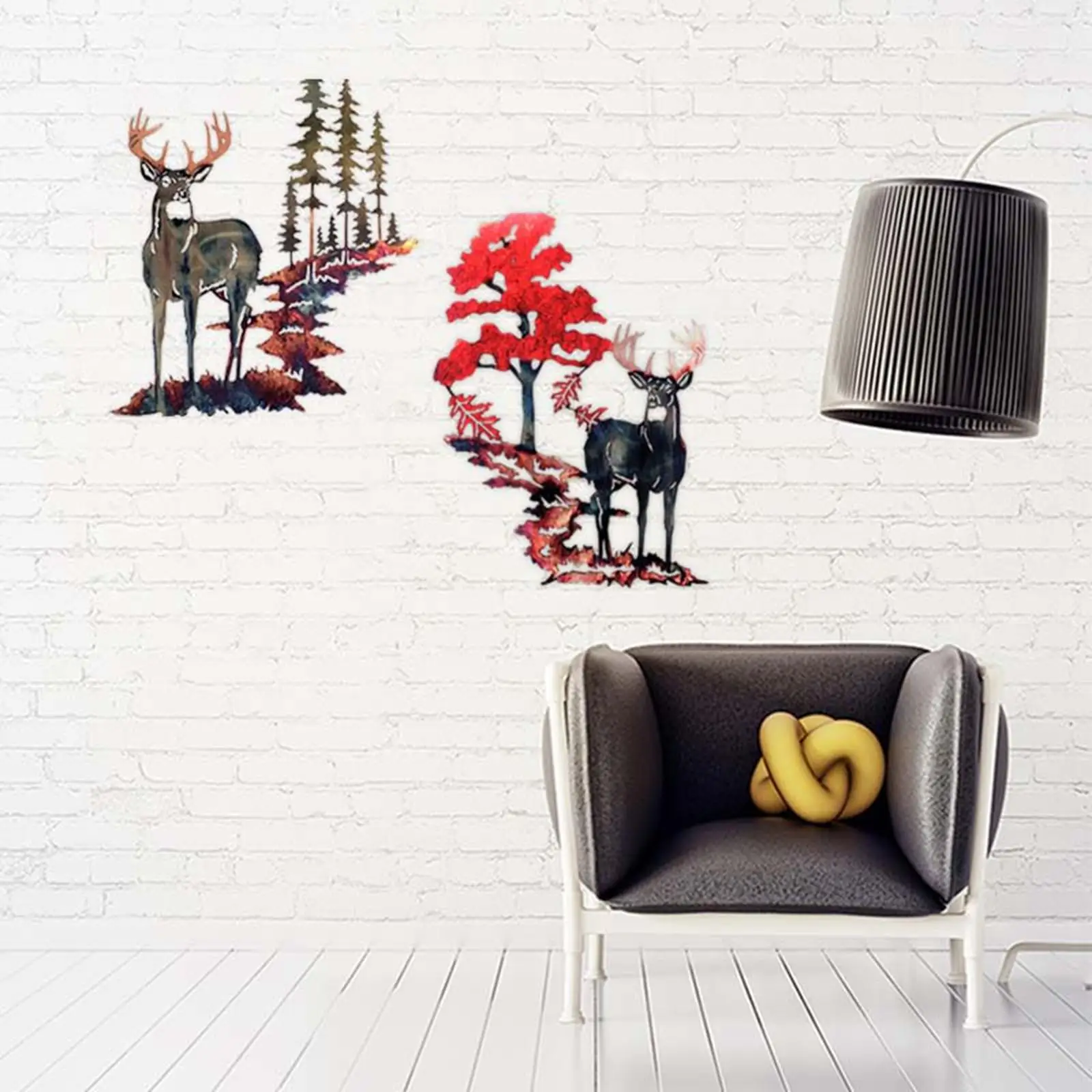 3D Metal Deer Wall Hanging Art Decorations Galvanized Iron Silhouette Sculpture for Rustic Farmhouse Home Bedroom Living Room