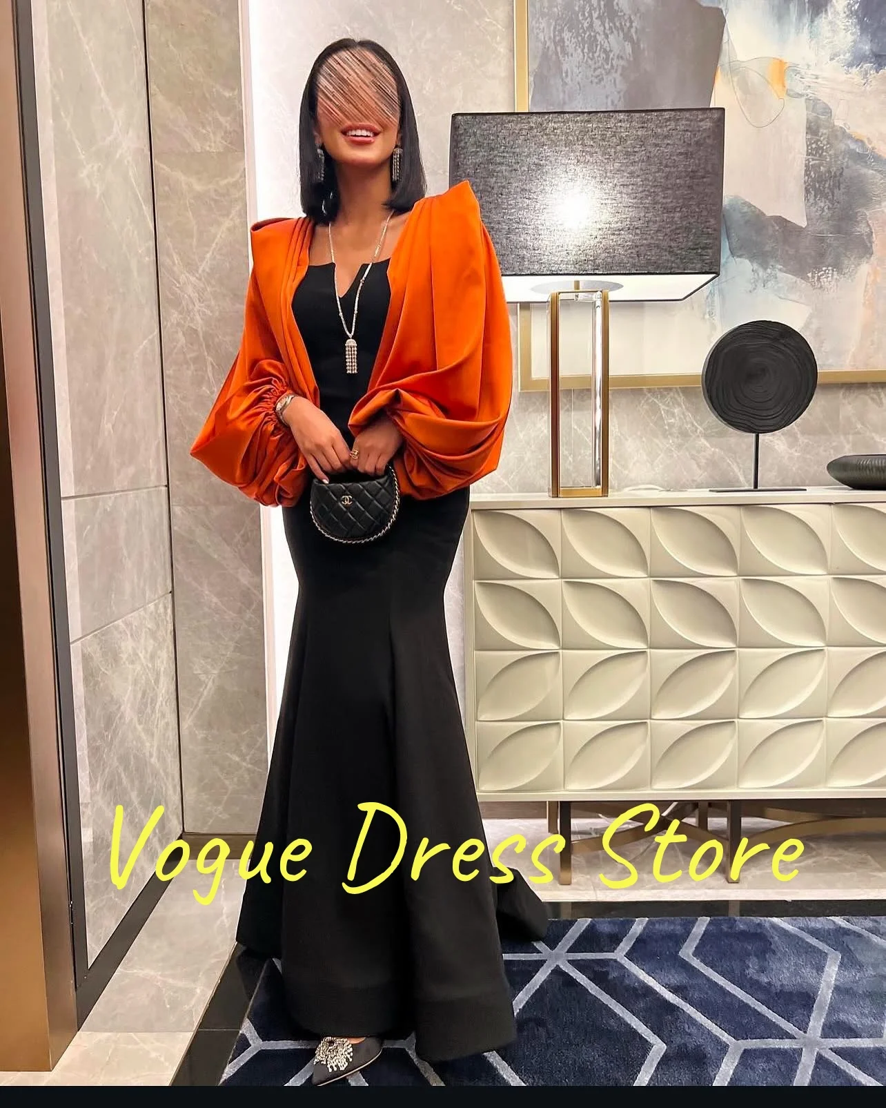 تخصيص مزاجه جيرسي حورية البحر فساتين السهرة حساسة طويلة الأكمام ساحة الرقبة فساتين المشاهير حجم مخصص Pr #5