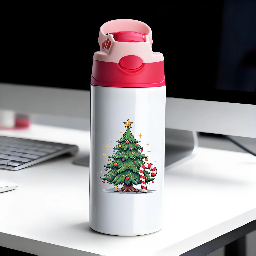 

304 Stainless Steel Insulated Cup + Kids Straw Cup Christmas Tree Candy Cane Theme Cartoon Style Christmas Gift Warmth Essential