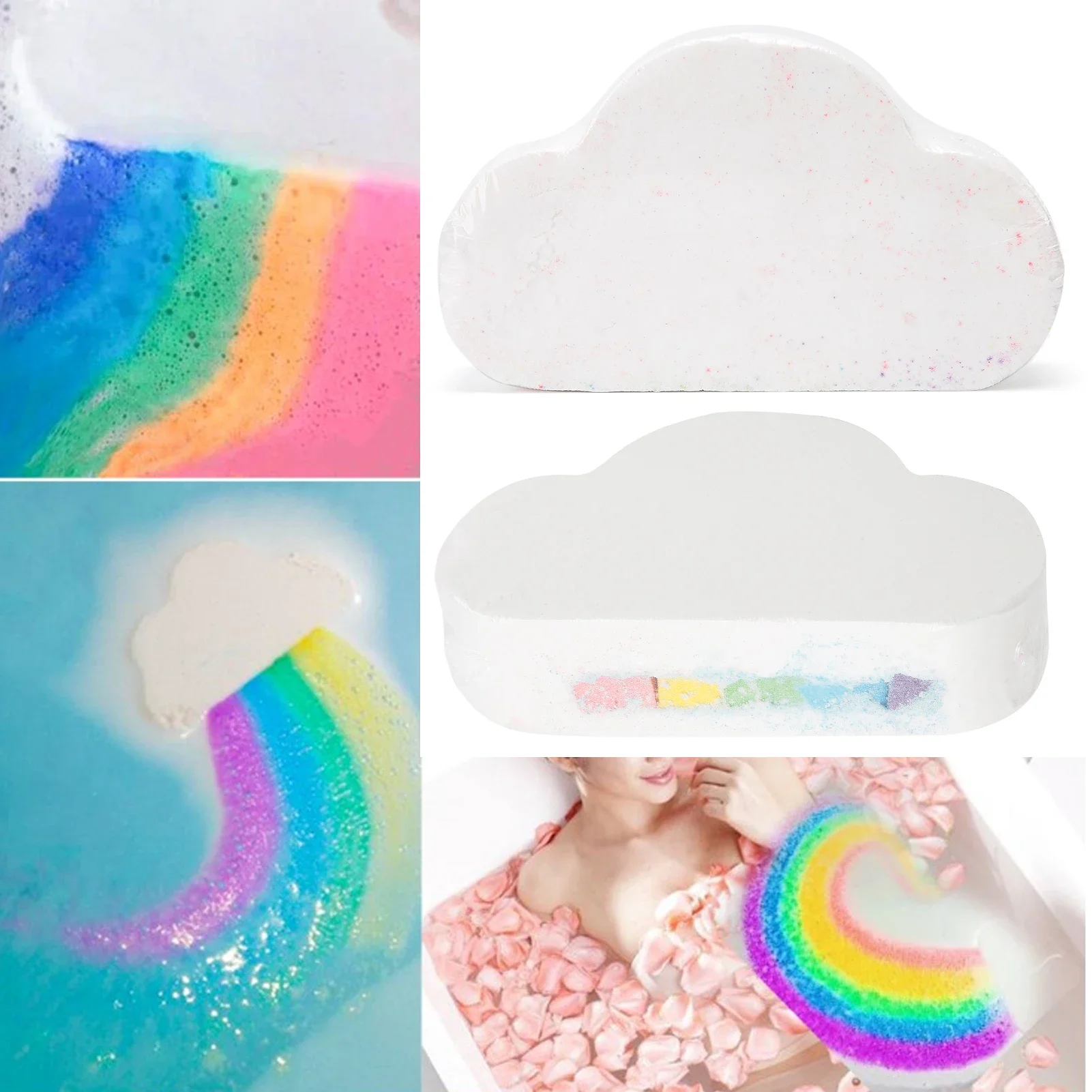 Clouds Rainbow Natural Skin Care Bath Salt Adults Kids Exfoliating Moisturizing Bubble Bath Bombs Ball Body Skin Care Accessorie