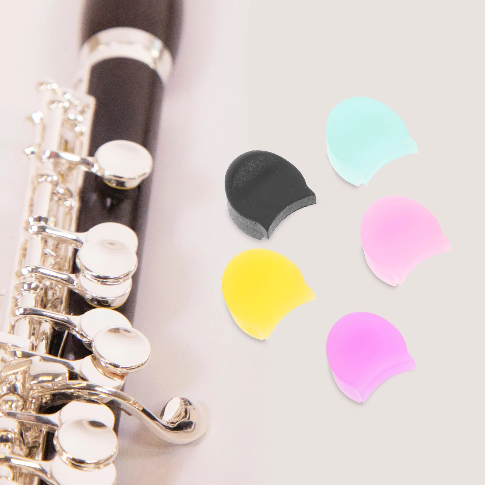 

5 Pcs Clarinet Thumb Rest Cushion Silicone Finger Support Pads for Straight Instrument Accessories Vibrant Anti Slip Enhance