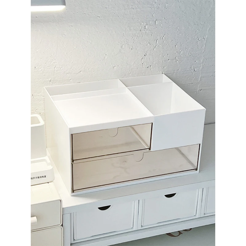 Desk Organizer with Drawers Office Storage Box for Stationery, Cosmetics, Desk Accessories Multi-functional Desktop Storage Case