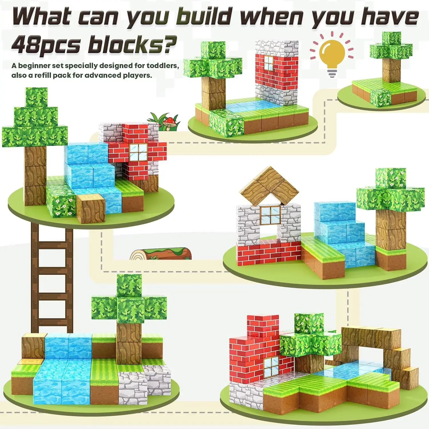 My World Magnetic Building Blocks Assembly Cube Building Magnetic Toys Mini Models Versatile Magnetic Blocks