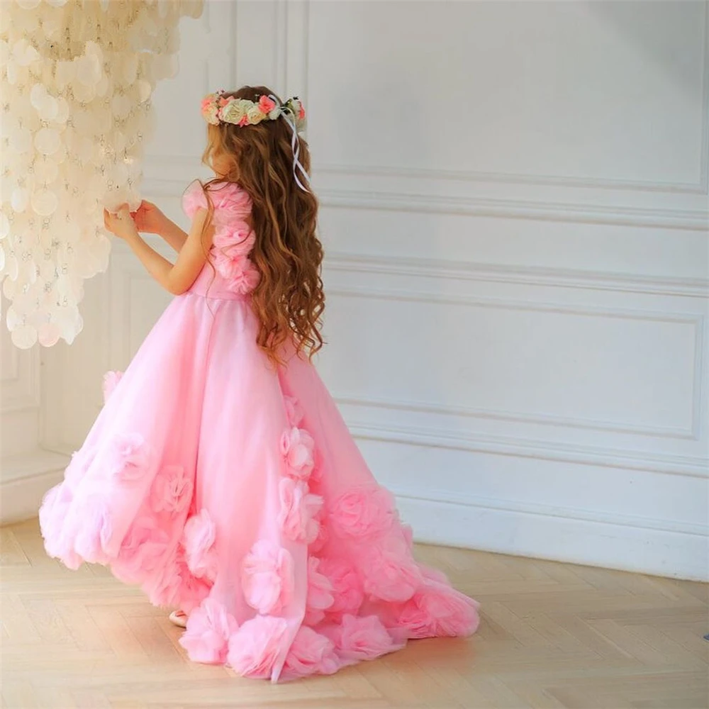 Flower Wedding Party Dress Puffy Tulle Wedding Party Dress for Girl Pretty Girl Dress First Communion Dress