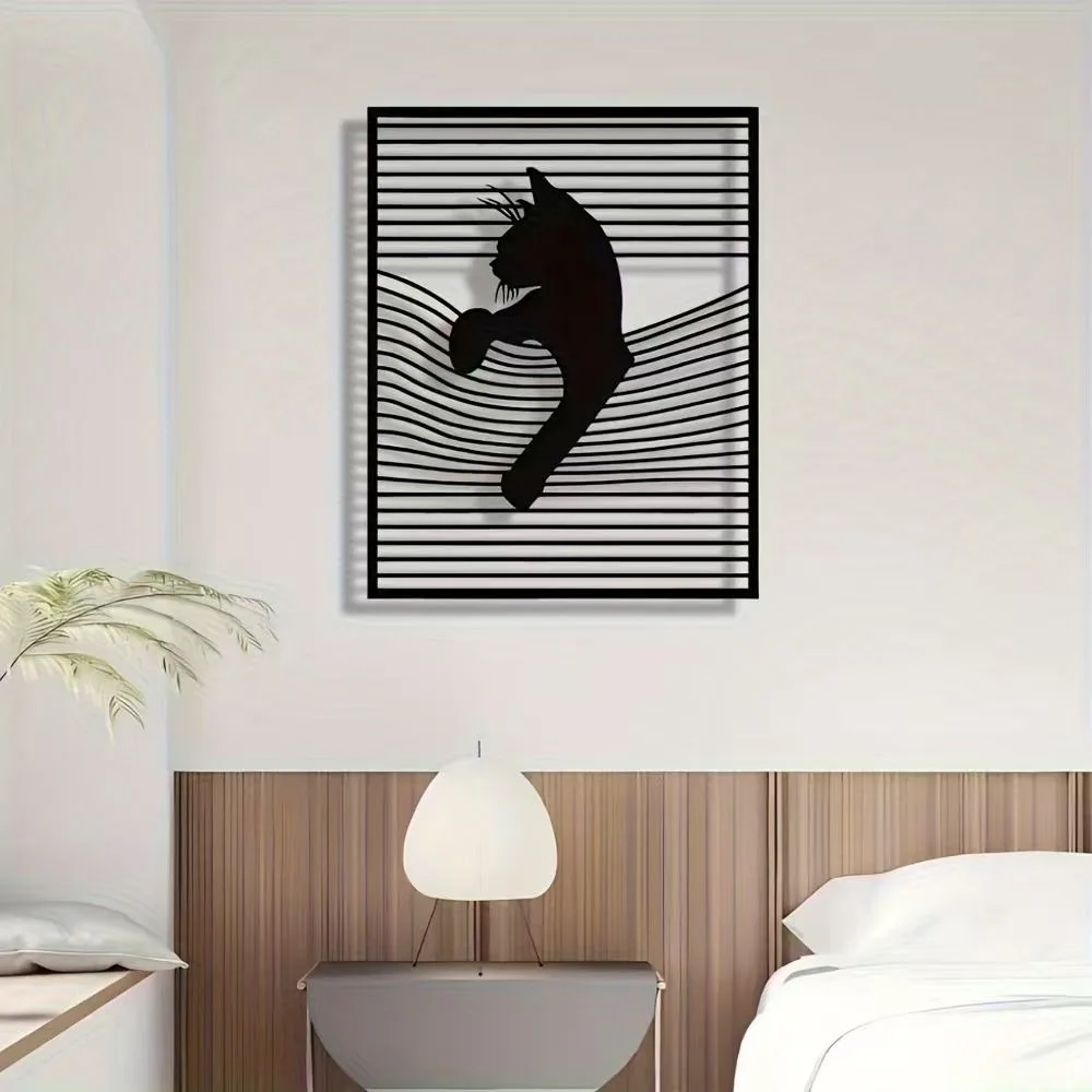 

Металлические настенные художественные подвесные декоративные картины, абстрактные гостиные, милый кот, фон, настенные украшения, аксессуары для домашнего декора