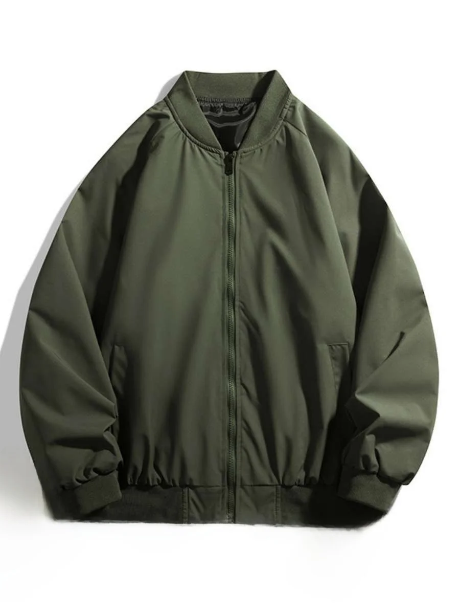 

New Men's Baseball Jaet Casual Stand Collar Outerwear Spring Autumn Trendy Brand ex Loose Fit Pure Color Everyday Wear